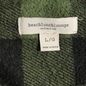 Beachlunchlounge Olive and black Knit plaid flannel button up  Top